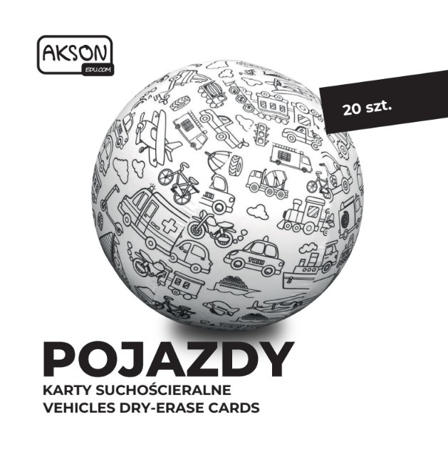 Przykład zastosowania kart POJAZDY w trakcie zajęć — dzieci układają i opisują pojazdy korzystając z zestawu 20 sztuk