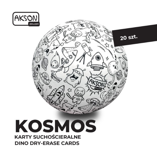 Widok dodatkowy zestawu KOSMOS Akson — karty ułożone na stole, format 12 x 12 cm, materiał karton laminowany