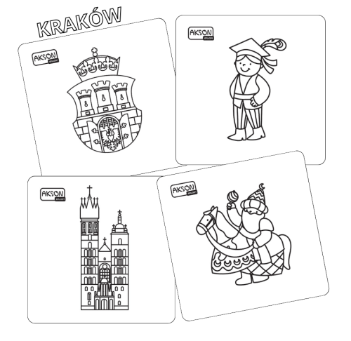 Przykładowa karta KRAKÓW — detal ilustracji przedstawiający motyw miejskiej architektury, karton laminowany