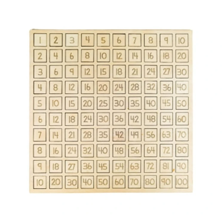 Tabliczka mnożenia drewniana układanka edukacyjna EDUBOBO z dużą podstawką o wymiarach 37x37 cm