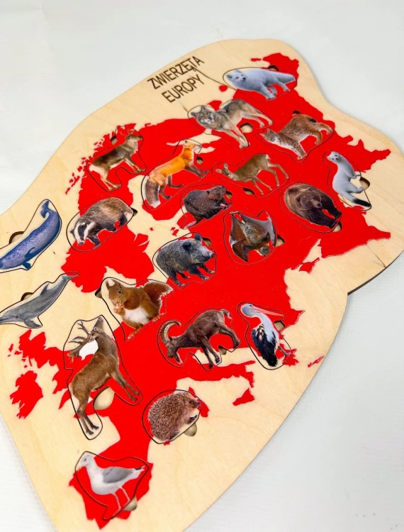 Układanka Zwierzęta Europy EDUBOBO do dopasowywania ilustracji i nazw