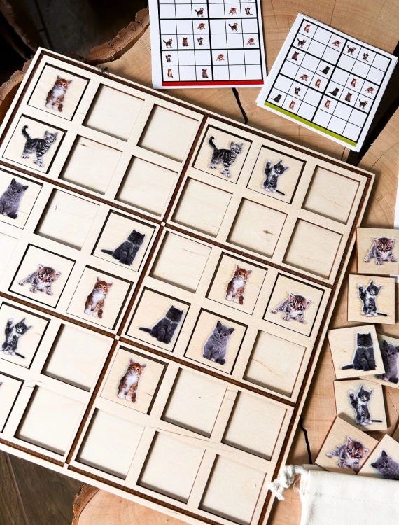 Plansza do gry Sudoku z psami EDUBOBO - solidna drewniana podstawa