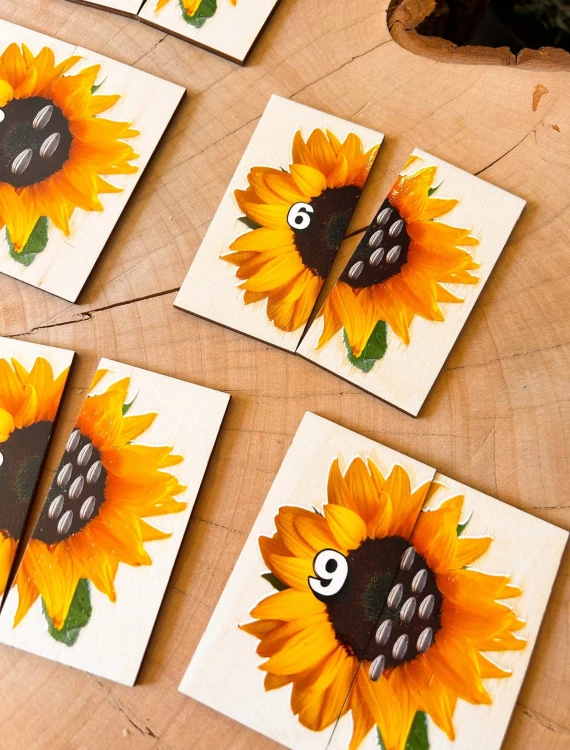 Edukacyjne puzzle z naturalnej sklejki do nauki cyfr i liczenia