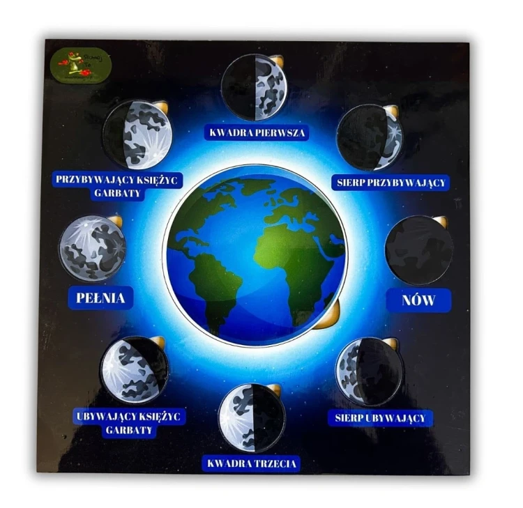 Układanka Fazy Księżyca EDUBOBO z drewnianą planszą i elementami do nauki astronomii