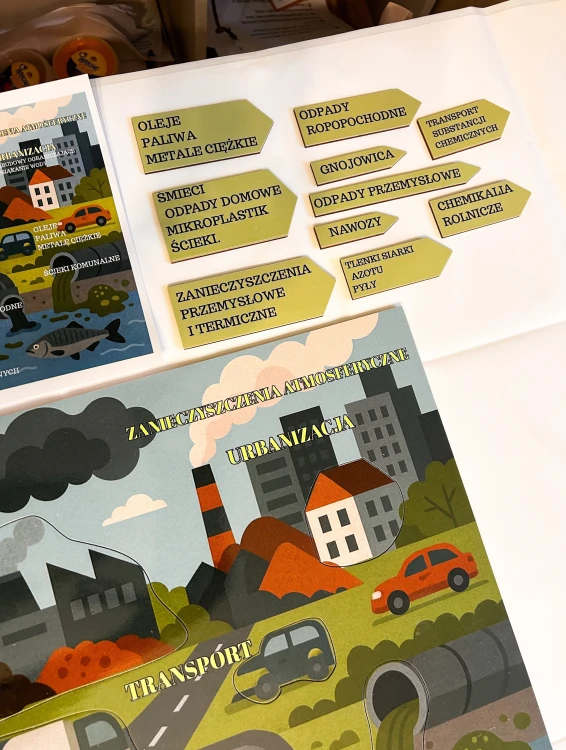 Szczegółowa ilustracja z układanki Zanieczyszczenie Wód EDUBOBO przedstawiająca zanieczyszczenia wodne