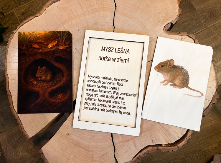 Warstwowa układanka o myszy leśnej pokazuje przekrój jej podziemnego schronienia
