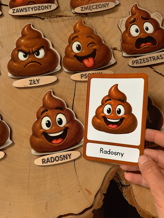 Drewniana układanka Emocje EDUBOBO – elementy z realistycznymi ilustracjami emocji