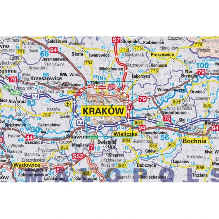 Mapa Polski magnetyczna z oznaczeniami dróg planowanych i w budowie KARTA