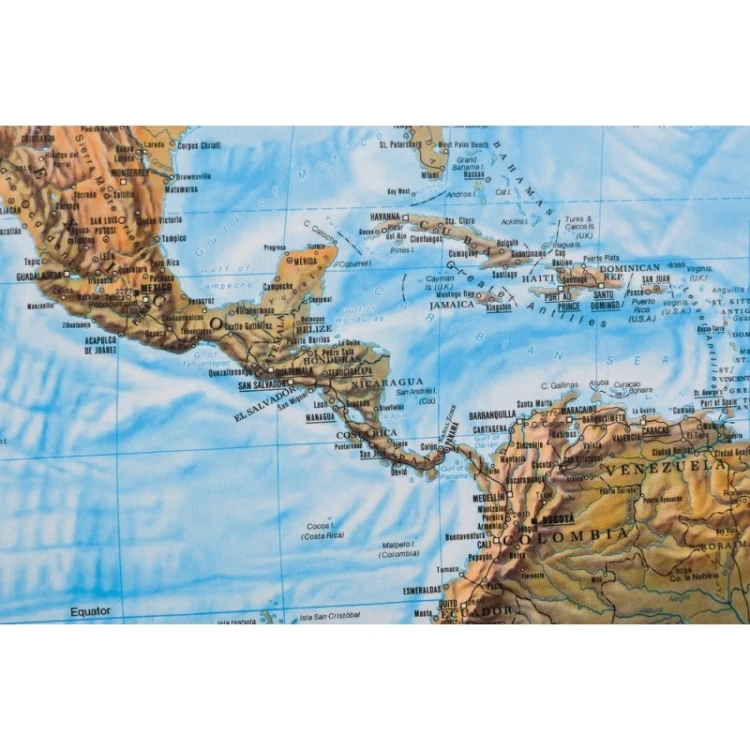 Widok na granice państw i miasta na mapie magnetycznej Świat Fizyczny KARTA