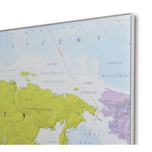 Detal mapy Świat polityczny KARTA z oznaczeniami stolic i flag państw