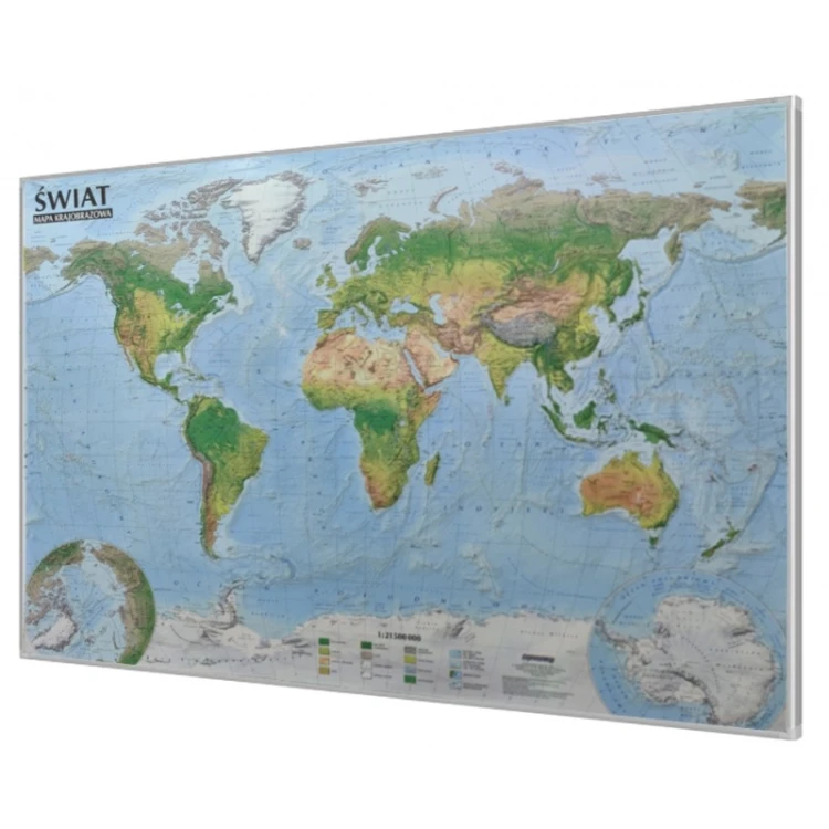 Szczegóły opisów geograficznych na mapie magnetycznej Świat krajobrazowy KARTA