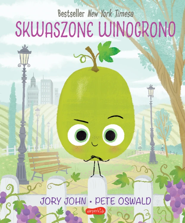 Okładka książki Skwaszone Winogrono Smaczna Banda i emocje autorstwa Jory’ego Johna wydawnictwa HARPERKIDS