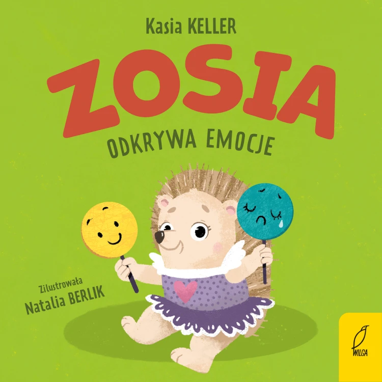 Kartonowa książeczka Zosia odkrywa emocje z serii Jeżyk Franek wydawnictwa Wilga, format 15 × 15 cm