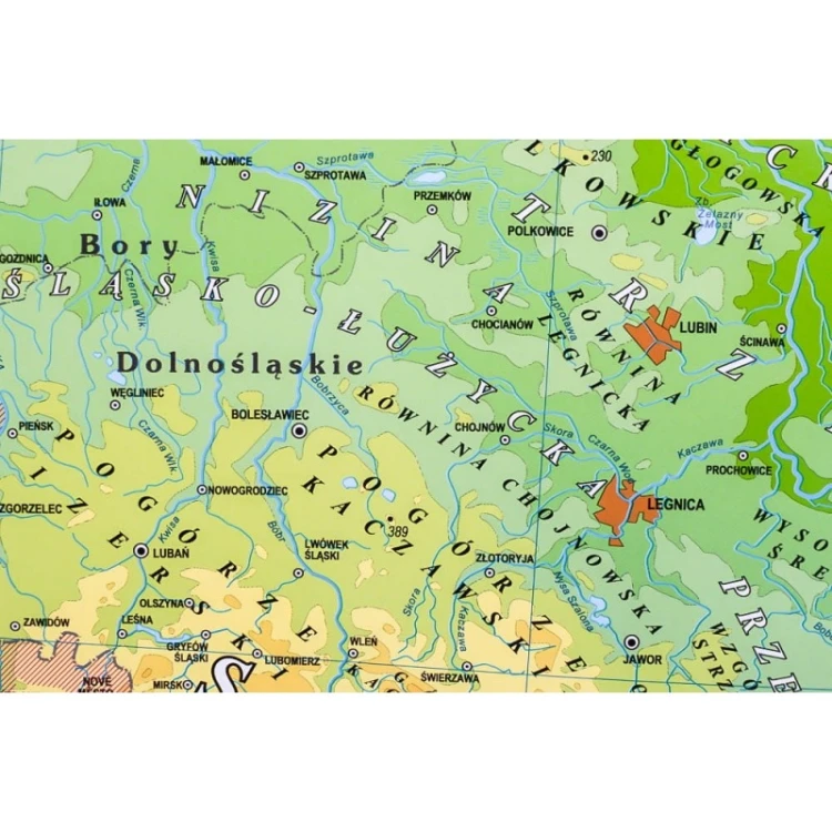 Mapa magnetyczna Polski KARTA — fragment z rzekami i kanałami w skali 1:750 tys.