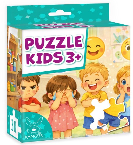 Puzzle edukacyjne Emocje 30 elementów KANGUR - kolorowy obrazek i opakowanie