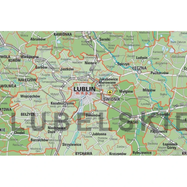 Widok ramy aluminiowej mapy Polski administracyjnej 120x110 cm KARTA
