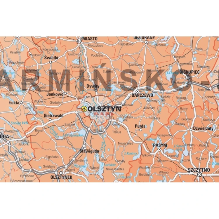 Miejsce wpinania szpilek i chorągiewek na mapie administracyjnej Polski 120x110 cm KARTA