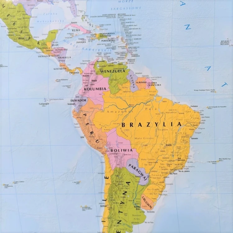 Widok mapy politycznej z laminatem błyszczącym KARTA