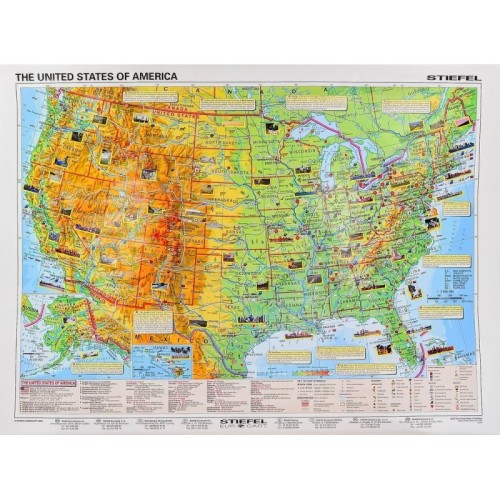 Mapa fizyczna Stanów Zjednoczonych 160x120 cm w aluminiowej ramie wydawnictwa KARTA