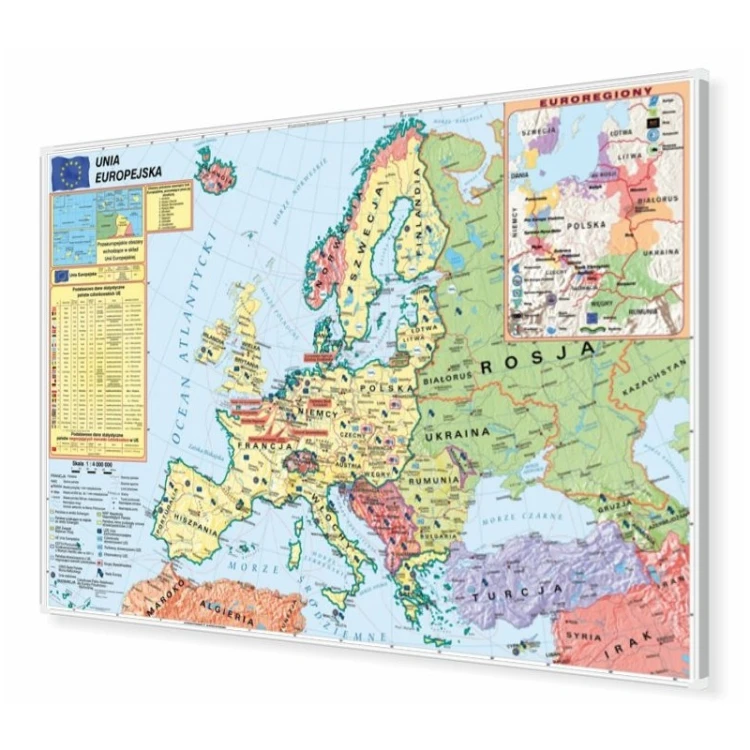 Mapa Unii Europejskiej - strefa Schengen na korku do wpinania KARTA o wymiarach 160x120 cm z aluminiową ramą