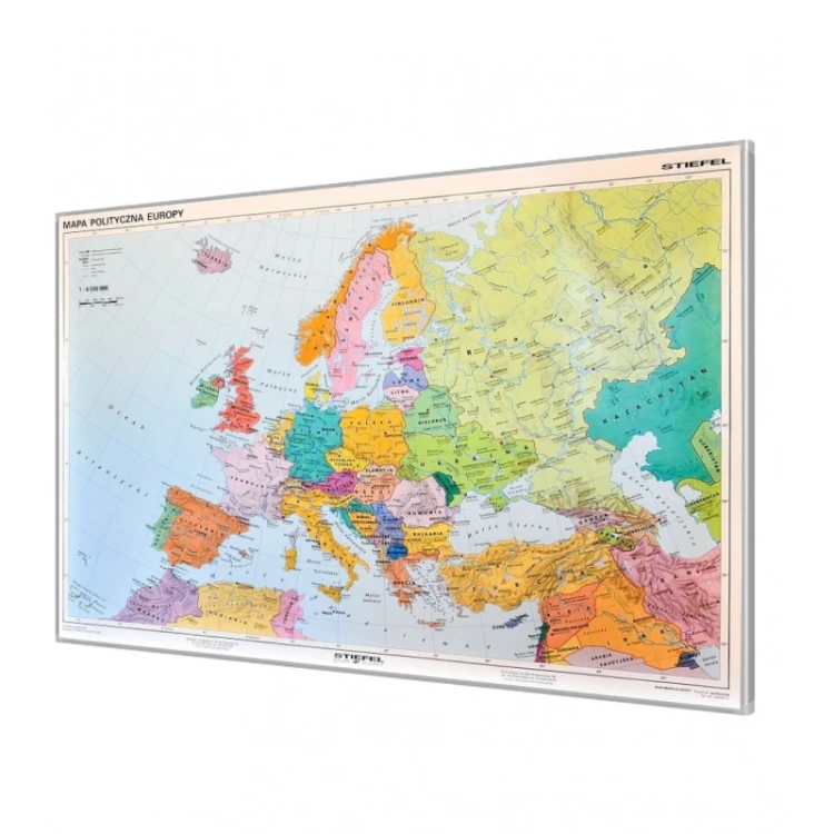 Mapa polityczna Europy 160x110 cm KARTA na korku do wpinania z aluminiową ramą