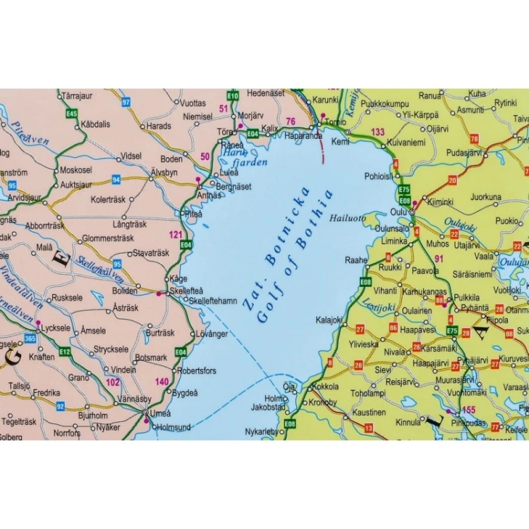 Widok na szczegóły podkładu wielowarstwowego mapy korkowej Europy KARTA