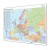 Mapa polityczna Europy 190x135 cm KARTA z aluminiową ramą i korkiem do wpinania znaczników
