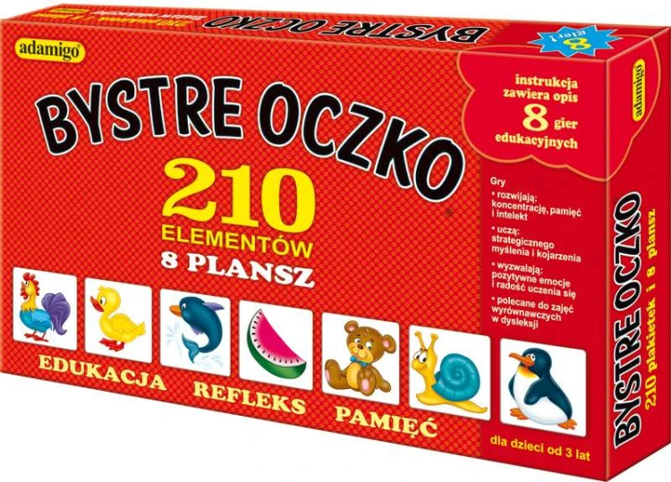 Gra Bystre oczko ADAMIGO - plansza i plakietki w edukacyjnej rozgrywce