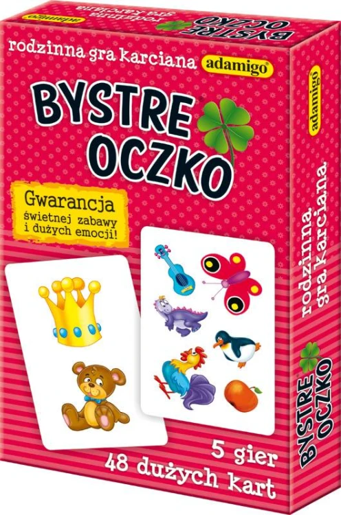 Gra Bystre oczko karty ADAMIGO - zestaw 48 kart edukacyjnych z kolorowymi ilustracjami