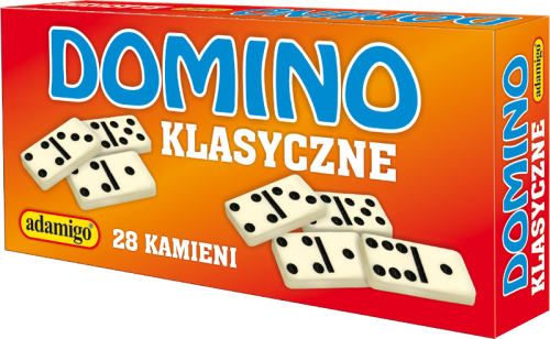 Gra domino Klasyczne ADAMIGO zestaw 28 plastikowych kamieni do gry