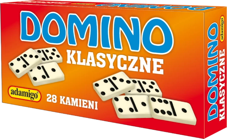 Gra domino Klasyczne ADAMIGO zestaw 28 plastikowych kamieni do gry