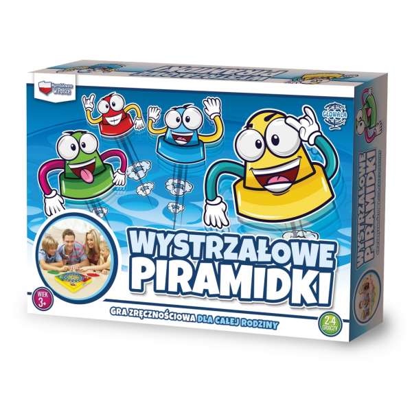Gra Wystrzałowe piramidki ZACHEM - plansza i elementy gry