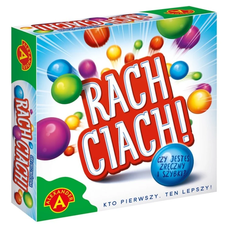 Gra Rach ciach wersja familijna ALEXANDER - plansza i elementy gry w dynamicznym ujęciu