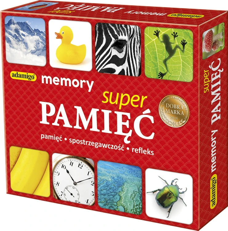 Memory Super Pamięć gra pamięciowa ADAMIGO plansza z kartonikami ułożonymi do gry