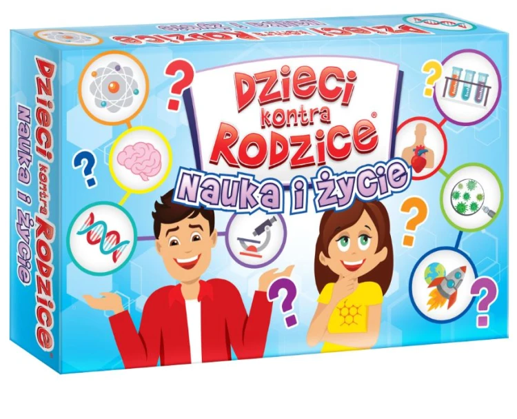 Gra Dzieci kontra Rodzice – Nauka i życie KANGUR – pudełko i elementy gry