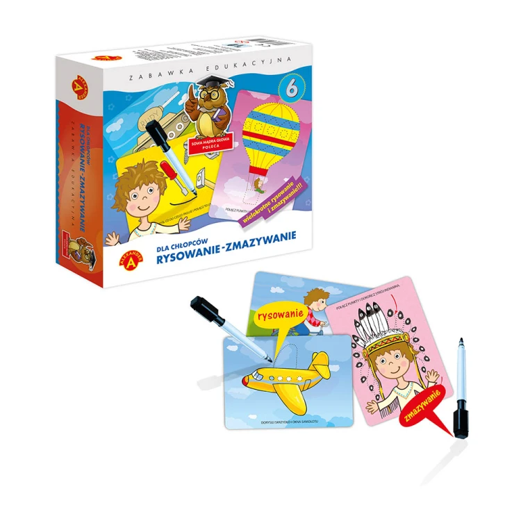 Gra edukacyjna Rysowanie-Zmazywanie 6 ALEXANDER - plansze do nauki pisania