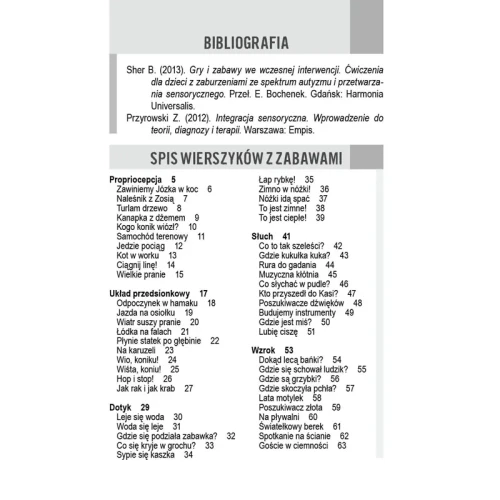 Wnętrze książki Sensoryczny piękny świat – strony z wierszykami i zabawami sensorycznymi