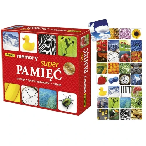 Zestaw 80 kartoników Memory Super Pamięć ADAMIGO z realistycznymi zdjęciami