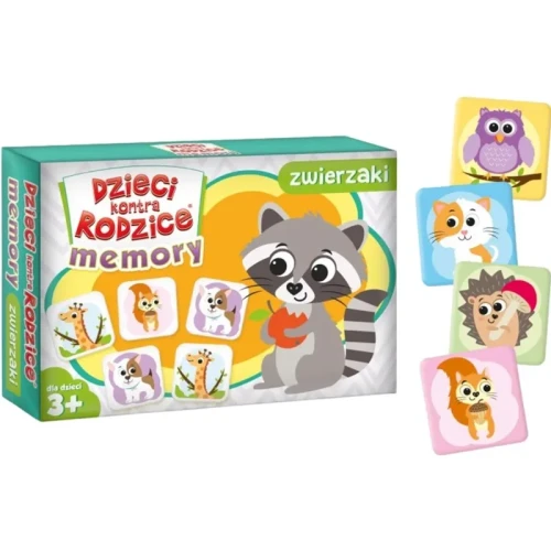 Kolorowe kartoniki gry Memory Zwierzaki z ilustracjami zwierząt