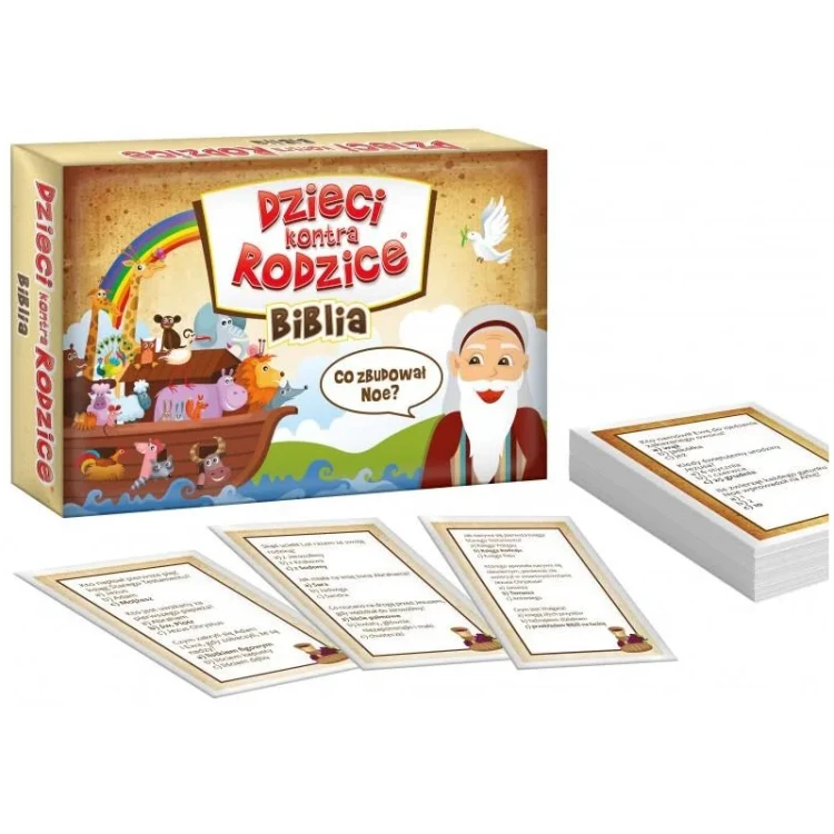 Zestaw kart do gry Biblia dzieci kontra rodzice KANGUR z pytaniami i kartami pułapek