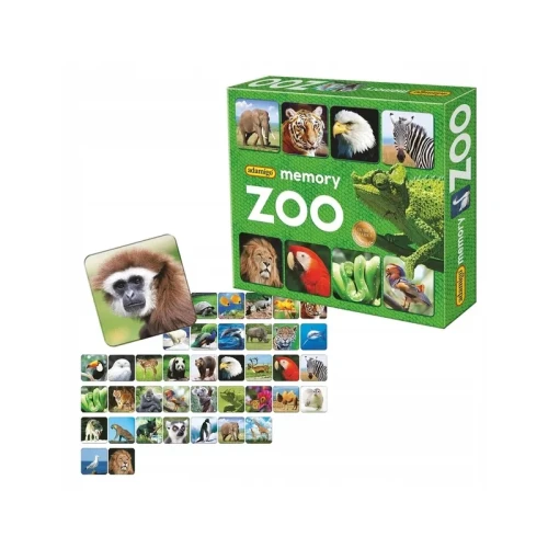 Opakowanie gry Memory zoo ADAMIGO z ilustracjami zwierząt