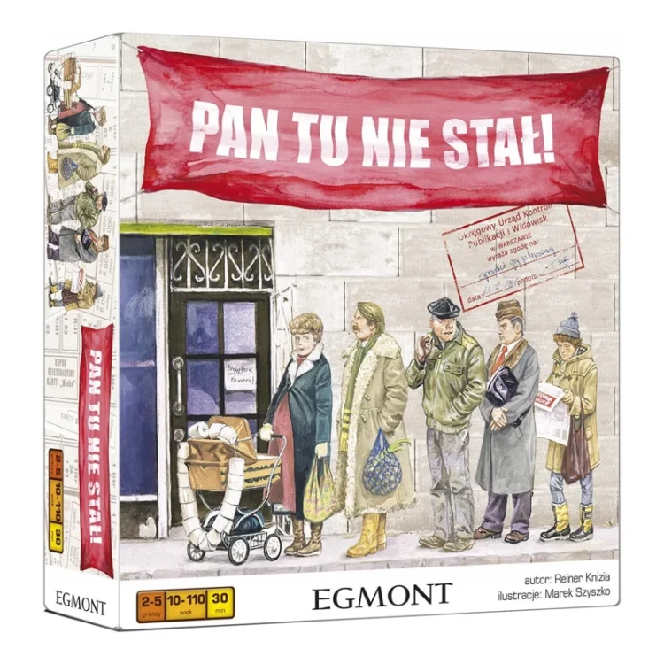 Gra rodzinna Pan tu nie stał! EGMONT - plansza i elementy gry w klimacie PRL