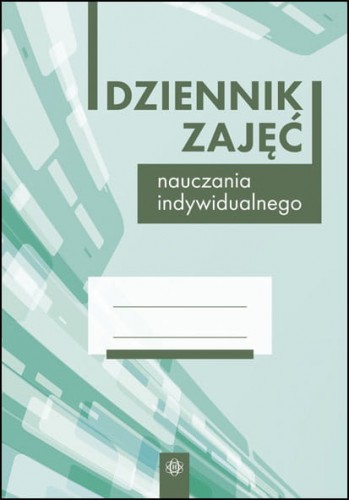 Okładka dziennika zajęć nauczania indywidualnego HARMONIA w formacie A4, pokazująca praktyczny układ zapisu