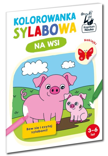 Kolorowanka sylabowa Na wsi Edgard PAP z naklejkami do nauki czytania