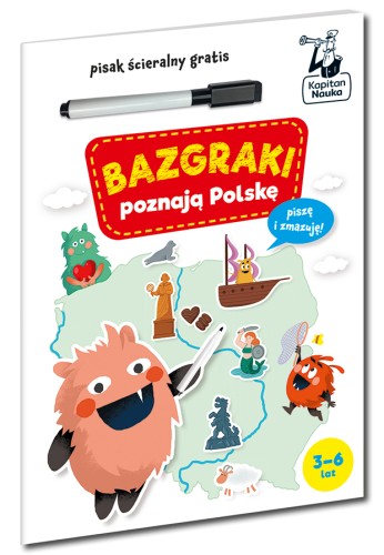 Bazgraki poznają Polskę EDGARD – okładka książeczki edukacyjnej z zadaniami i zmazywalnym pisakiem