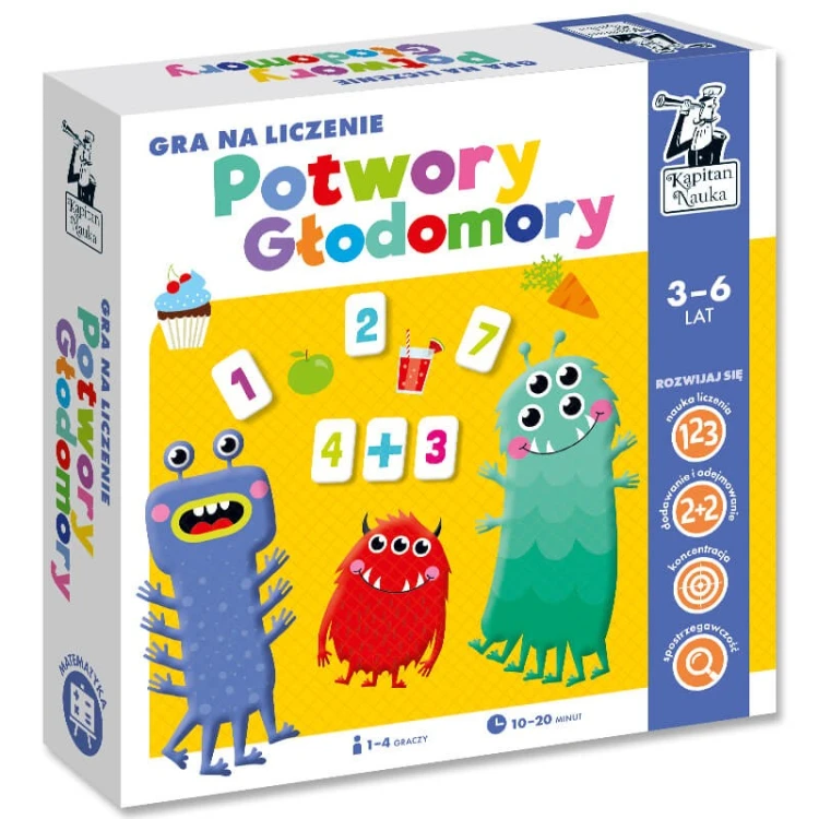 Gra Potwory głodomory EDGARD - kolorowa plansza i elementy do nauki liczenia dla dzieci