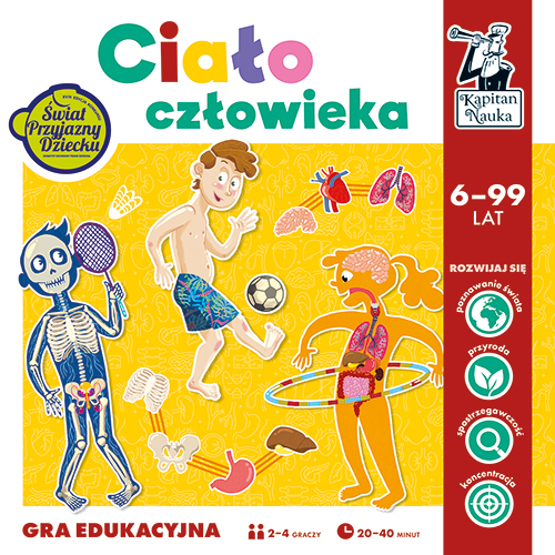 Gra edukacyjna Kapitan Nauka Ciało człowieka Wydanie 2 – plansza i pionki na tle
