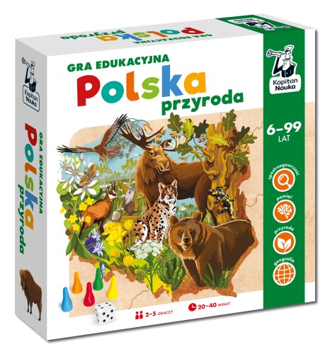 Plansza i elementy gry edukacyjnej Polska przyroda marki EDGARD