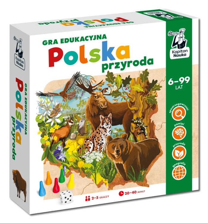 Plansza i elementy gry edukacyjnej Polska przyroda marki EDGARD
