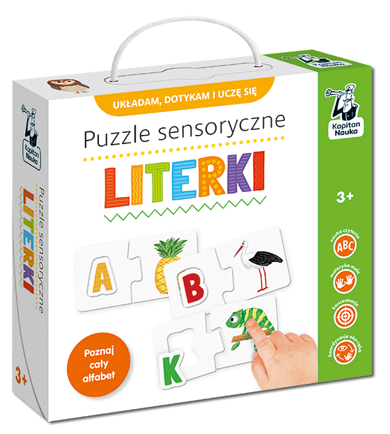Puzzle sensoryczne Literki Kapitan Nauka – zestaw układanek edukacyjnych dla dzieci